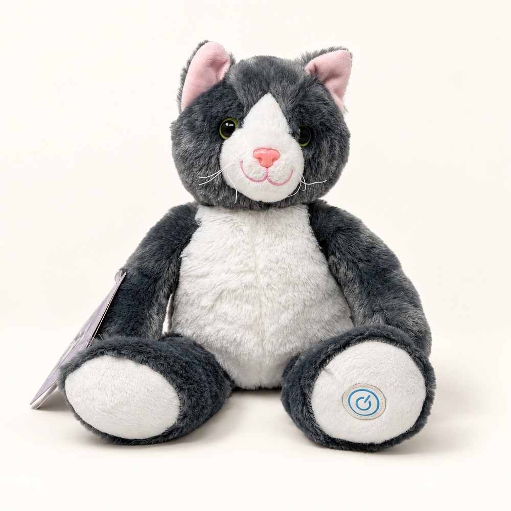 HealthTouch Huggable Cat Massager Plush Vibrating Gray Kitty Untested